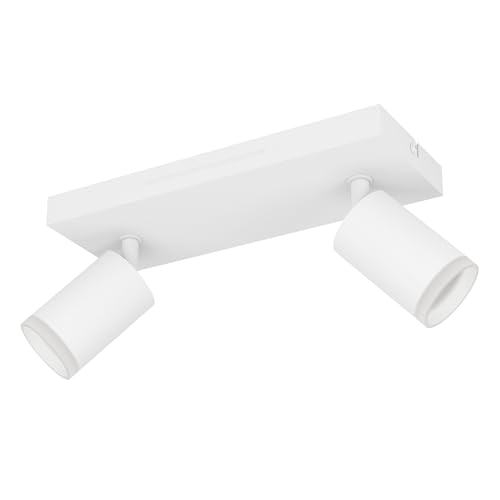Eglo Connect.z Smart-Home LED Ceiling lamp Melitello-Z, 2 spot Spotlight, ZigBee, Matter, app and Alexa Voice Control, Warm to Cool White, RGB, dimmable, White
