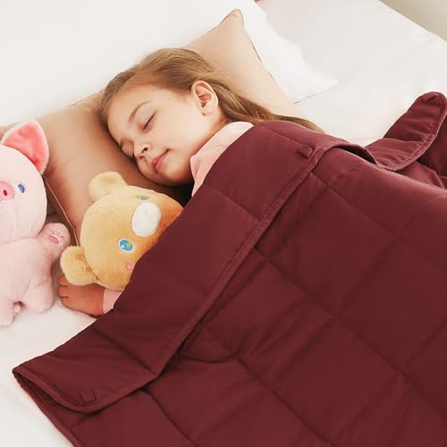 "CuteKing Weighted Blanket - Weighted Blanket with Premium Glass Beads - Breathable Heavy Blanket for Comfortable Rest - Thick Blanket All Season (10lbs, 40""x60"", Claret Red)"
