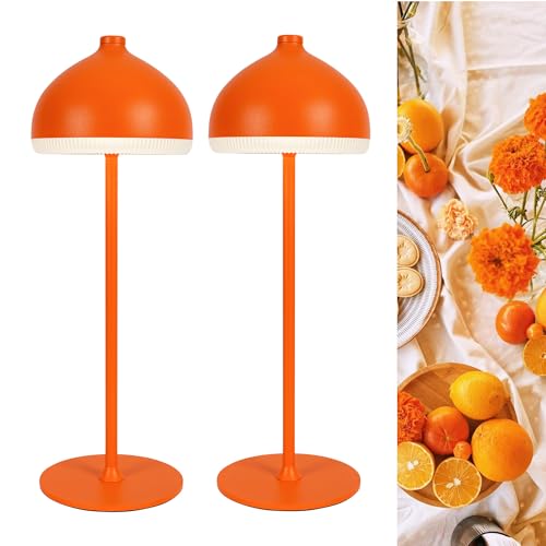 LuminexDesigns 2-Pack Cordless Table Lamp–5200 mAh Rechargeable LED Bedside & Bathroom Lamp with 3 Light Colours,Dimmable Touch Control,Portable Lamp for Living Room & Outdoor,Sunset Orange
