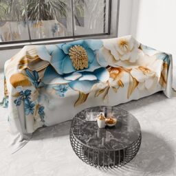 PETTI Artigiani Italiani - Double Bedspread Spring Summer Light Blanket Double Bed Sheet Flower Ceramic 03 100% Made in Italy