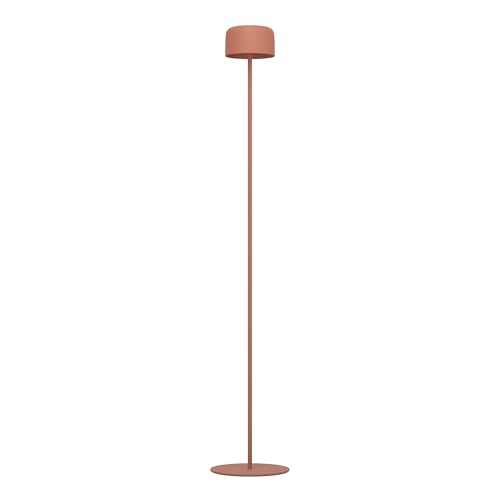 Eglo Cordless LED Floor lamp Roccanova, Wireless Solar Powered Outdoor Light, Rechargeable, 3-Step Touch dimmable Garden Lighting, red Steel, Warm White, IP44
