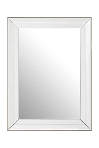Premier Housewares Housewares Silver Wall Mirror For Garden And Bedroom Reflective Square Bathroom Mirrors Wall Mounted Contemporary Mosaic Design Hallway Walls Mirrors w60 x d3 x h80cm