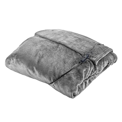 Carmen Heated Wearable Blanket / Throw, Heat Element in the Pocket for Warmth, Washable with 4 Heat Settings, 90 min Automatic Timer, Detachable Controller, Product Size p183 x 155cm, Grey, C81149GRY