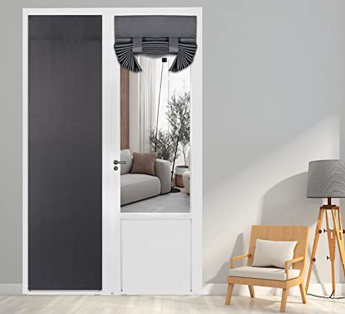 PI Blackout French Door Curtain,Door Window Shade Privacy Thermal Insulated Long Door Curtain for Glass Door/Sliding Door/Tie up Shade 1 Panel (W26XL80,Dark Grey)