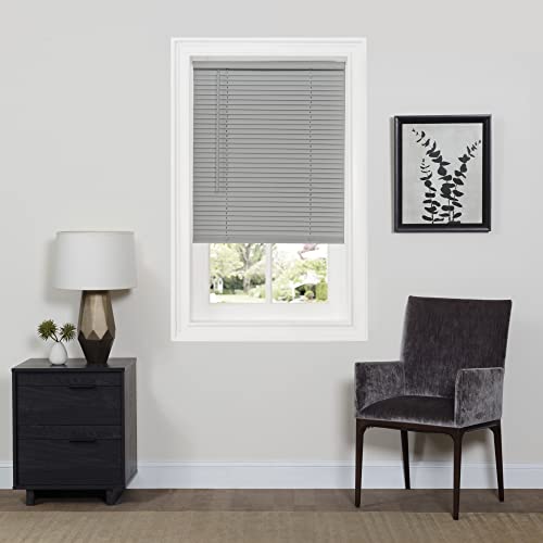 "ACHIM Home Furnishings Window Blinds, Vinyl, Gray, 36"" W X 64"" H - Cordless Lift and Room-Darkening Control: Slat-Based Blind Construction with Adjustable Light Control."