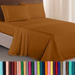 Elegant Comfort Luxurious 1500 Thread Count Egyptian Quality Three Line Embroidered Softest Premium Hotel Quality 4-Piece Bed Sheet Set, Wrinkle and Fade Resistant, King, Bronze