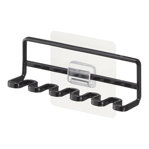Yamazaki 4521 TOWER Film Hook Toothbrush Holder, black, Polycarbonate/PET/Polyurethane, Minimalist, 12.5 x 3.5 x 4 cm