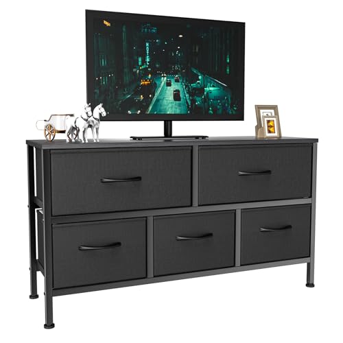 Feonase Bedroom Chest of Drawers, 5 Fabric Drawers Dresser with Metal Frame  and MDF Top Board, Modern Storage Unit for Bedroom Living room, Entryway,  Closet, Office, Black by Amazon | uFurnish.com