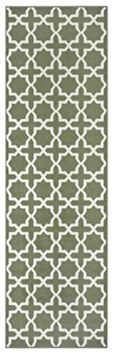 HANSE Home Glam Rug Runner 80 x 400 cm - Carpet Runner Soft Short Pile Rug Geometric Design Runner for Hallway, Bedroom, Children's Room, Bathroom, Living Room, Kitchen Decor Runner - Green