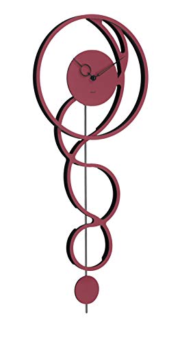 Hermle 61023-362200 Modern Wall Clock, Red/Black, 68 cm x 26 cm x 5 cm