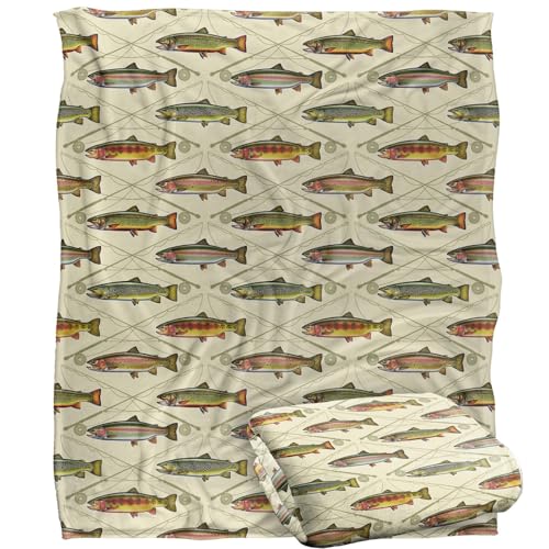 Jq Licensing Trout Crossed Fishing Rods Silky Touch Super Soft Throw Blanket 152 X 127 Cm