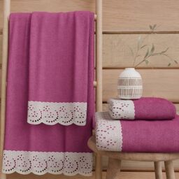 PETTI Artigiani Italiani - 100% Cotton Terry Bath Towels, 1+1 Towel Set, 2 Pieces 1 Face Towel and 1 Hand Towel, Fuchsia