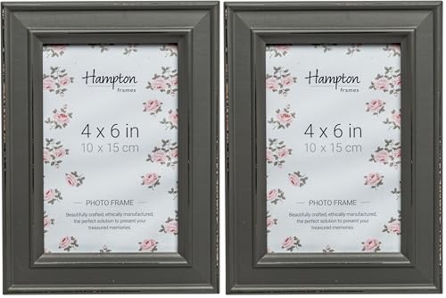 Hampton Frames PALOMA 4x6 (10x15cm) Grey Picture Photo Frame Glass PAL301946G (Pack of 2)