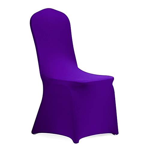 Peomeise Stretch Spandex Chair Cover for Wedding Party Dining Banquet Event (Purple, 6)