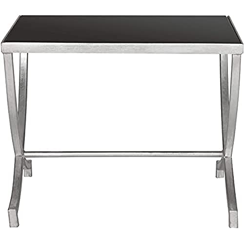 SAFAVIEH Modern Accent Table with Iron Legs, in Silver and Black, 55 X 45 X 44.45