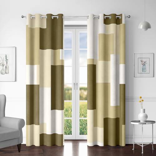 Tyrot Beige 100% Blackout Curtains, 52x63 - 100% Black Out Curtains, Thermal Insulated, Light Blocking, Room Darkening, Grommet Top, Window Drapes, 52Wx63L, 2 Panels