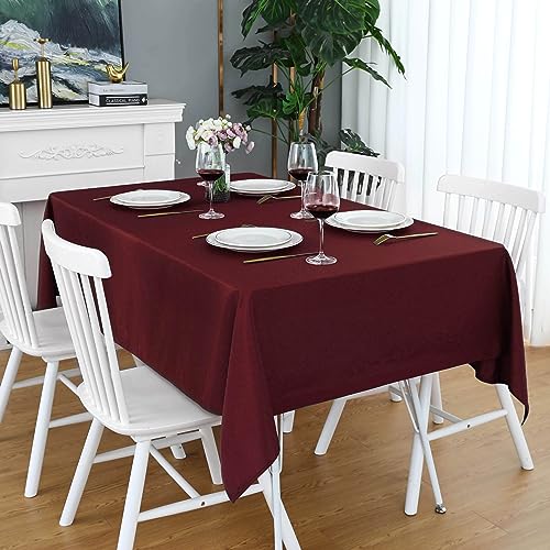 FOLINS&HOME Burgundy Square Tablecloth - 60 x 60 Inch Rust Red Wrinkle Free Waterproof Polyester Table Cloths, Spillproof Heavy Duty and Washable Table Cover for Party, Banquet, Rectangle/Oblong