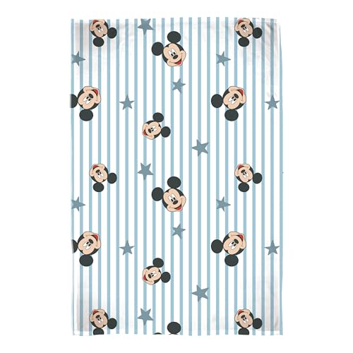 Disney Mickey Mouse Officially Licensed Sherpa Backed Fleece Blanket, Super Soft Warm Blanket - Blue Design - Perfect for Home, Bedroom, Sleepovers and Camping 100 x 150 cm
