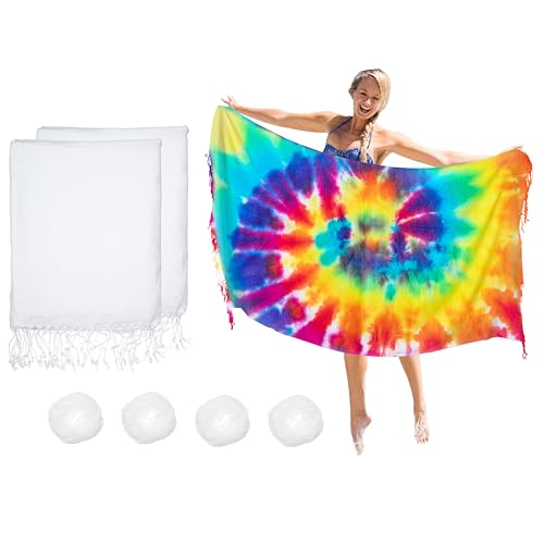 Dielianyi Turkish Beach Towels for Tie-dye Oversized White Beach Towel for tie dye Party 71x39 Lightweight Beach Blanke for Bath Towel Travel Towels with tie dye Thread (1) (2PCS)