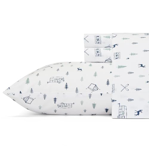 Eddie Bauer Cotton Percale Bedding Set, Crisp & Cool, Stylish Home Decor, Campout, Twin