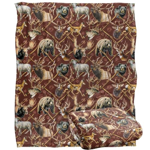 Jq Licensing - Jl-Jp Big Game Elk, Deer, Bear Hunting Pattern Silky Touch Super Soft Throw Blanket 152 X 127 Cm