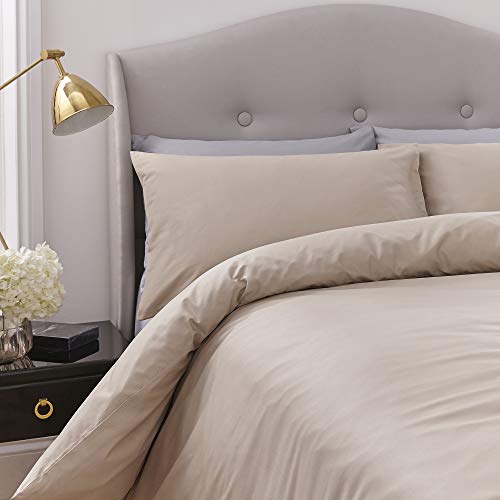 Silentnight Pure Cotton Duvet Cover - Stone 100% Cotton Easy Care Super Soft Luxury Quality Breathable Bed Linen Set Duvets Quilt Cover Bedding Set - Single (135cm x 200cm)