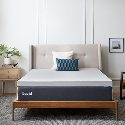 LUCID 3 Inch Bamboo Charcoal Memory Foam Mattress Topper - Twin