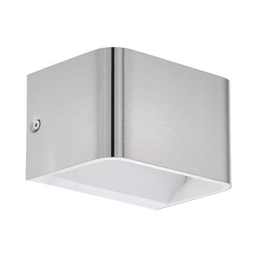 Eglo LED Wall Lamp Sania 4, Single-Flame Wall Light, Minimalist Design, Indoor Wall Spotlight in Aluminium, Living Room Lamp, Hallway Light in Matte Nickel, White, L 13 cm