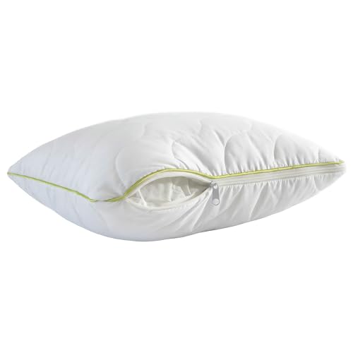 Beribo Hotel Quality Pillow, 1000g Premium Hollow Fibre Fill, Removable Washable Zippered Quilted Cover, Hypoallergenic, with Carry Bag, White