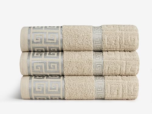 GC GAVENO CAVAILIA Towels Bath Sheets 3-Pack - Bath Sheets Extra Large Super Soft Egyptian Cotton Towels - Hotel Quality Quick Dry & Highly Water Absorbent Towel Set Bath Sheet 90x150 Cm, Natural