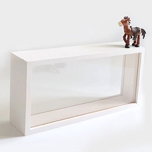 Shadow Box Frame,Wooden Double-Sided High-Definition Acrylic Storage Box, DIY Display Box, Suitable for Dried Flowers, Specimens, Handicrafts, Baby Souvenirs and Photos (White)