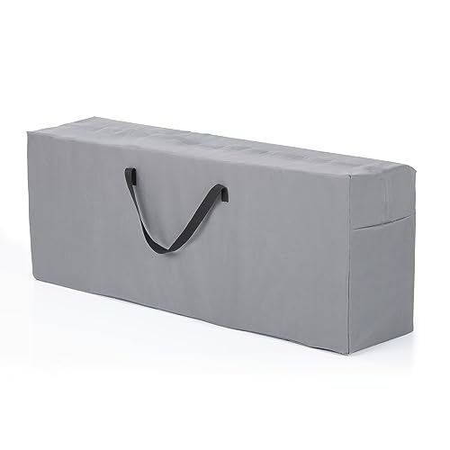 Hoberg Cushion Bag, Storage Bag for Garden Cushions, Cushions and Cushions, Tear-Resistant Protective Cover with Carry Handles, Made of Grey 600D Oxford Polyester, Weatherproof and UV-Resistant, 130 x