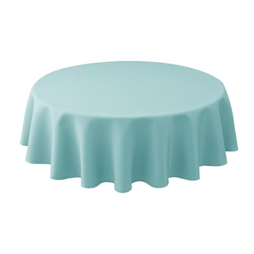 Biscaynebay Round Tablecloth 60 Inch-Auqa Blue Outdoor Fabric Table Cover-Small Circle Folding Table Cloths Linen Water Resistant for Kitchen Dining Picnic Patio Outdoor Party Restaurant Tables