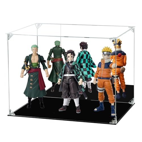 Acrylic Display Case Clear Action Figure Display Case with Mirrored Back, Dustproof Storage Display Box Alternative Glass Case for Collectibles Figures Models Doll Toys (15.7x12x12 inch, 40x30x30cm)