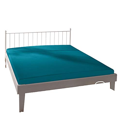Bassetti D3/782 9235174 Plain Fitted Sheet 90 x 190 cm 100 x 220 cm Petrol Cotton/Elastane