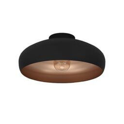 Eglo Mogano Vintage/Industrial Design Ceiling Light, Black Steel and Copper Coloured Kitchen or Hall Lighting, Ceiling-Mounted with E27 Socket