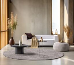 freundin Home Collection Round Shaggy Rug - Fluffy High Pile Living Room Rug - Plain Soft Easy Care Long Pile for Living Room, Dining Room, Bedroom, Children's Room - Beige Brown, 100 cm