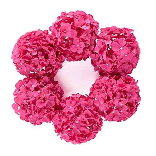 DuHouse Artificial Silk Hydrangea Flower Heads Fuchsia Fake Hydrangeas 6Pcs