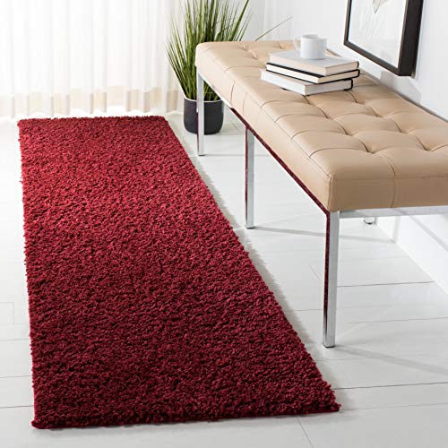 Safavieh Shag Rug for Living Room, Dining Room, Bedroom - August Shag Collection, Short Pile, in Burgundy, 80 x 180 cm