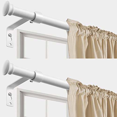 "Decorative Curtain Rods for Windows 28 to 50 Inch - 5/8"" Heavy Duty Curtain Rods 2 Pack,Basic Window Curtains Rod,Cafe Drapery Rod with Brackets - White"