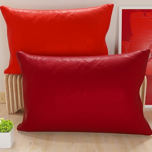 PETTI Artigiani Italiani - Pair of 70x50 cm Microfiber Pillowcases, Bedroom Cushions, Sofa, Set of 2 Cushion Covers, Red and Burgundy Double Face Pillowcase
