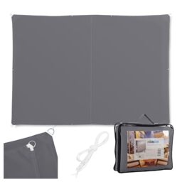 Relaxdays Shade Sail, 2x4 m, polyester, water-resistant, eyelets & guy ropes, rectangular, dark grey