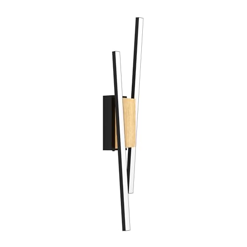 Eglo LED Ceiling spot Panagria, Minimalist Ceiling Light Fitting, FSC100HB, Living Room Lighting, lamp Made of Aluminium, Steel, Wood and Plastic in Black, Brown and White, Warm White, 22 in