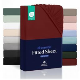 Dreamzie Fitted Sheet 80 x 200 cm for Thick Mattress up to 33 cm – 100% Polyester Microfibre – Bordeaux Certified Chemical Free (Oeko Tex), Fitted Sheet with Full Elastic