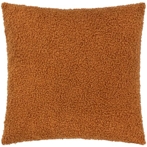 Yard Cabu Feather Filled Cushion – Scandi Minimalist Chunky Boucle Textured Decorative Pillow (Ginger - 55x55cm)