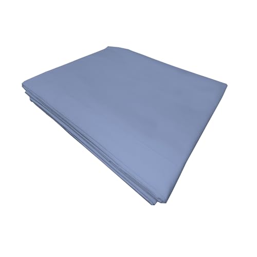 PENSIERI DELICATI Double Bed Sheet 250 x 300 cm, Flat Sheet in Solid Colour, Made of 100% Cotton, Made in Italy, Colour Light Blue