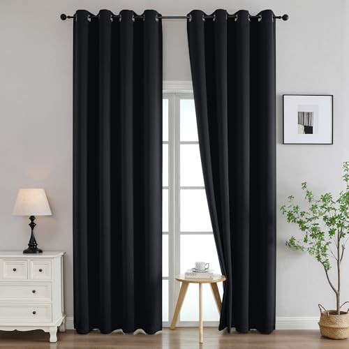 Simplebrand Halloween Black Out Curtains for Bedroom 96 Inches Long 2 Panels, Solid Thermal Insulated, Energy Saving Living Room Window Treatment, Room Darkening Curtains Blackout Drapes, W50 x L96
