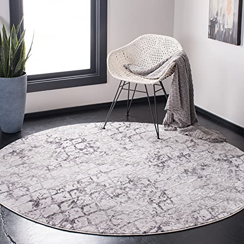 Safavieh Distressed Rug for Living Room, Dining Room, Bedroom - Amelia Collection, Short Pile, in Grey and Light Grey, 90 x 90 cm