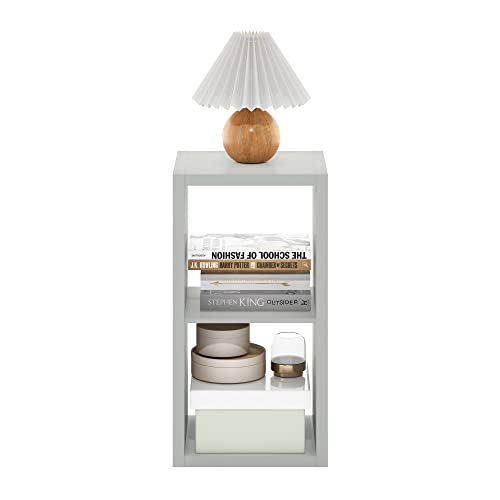 Furinno CUBICLE Book Shelf, 2-Cube Bookshelf, Extra Thick Frame Horizontally & Vertically Reversible Bookcase with Open Back, 37.08 x 40.64 x 76.2 cm, for Living Room, Bedroom, Home Office, Light Grey