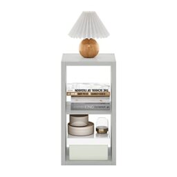 Furinno CUBICLE Book Shelf, 2-Cube Bookshelf, Extra Thick Frame Horizontally & Vertically Reversible Bookcase with Open Back, 37.08 x 40.64 x 76.2 cm, for Living Room, Bedroom, Home Office, Light Grey